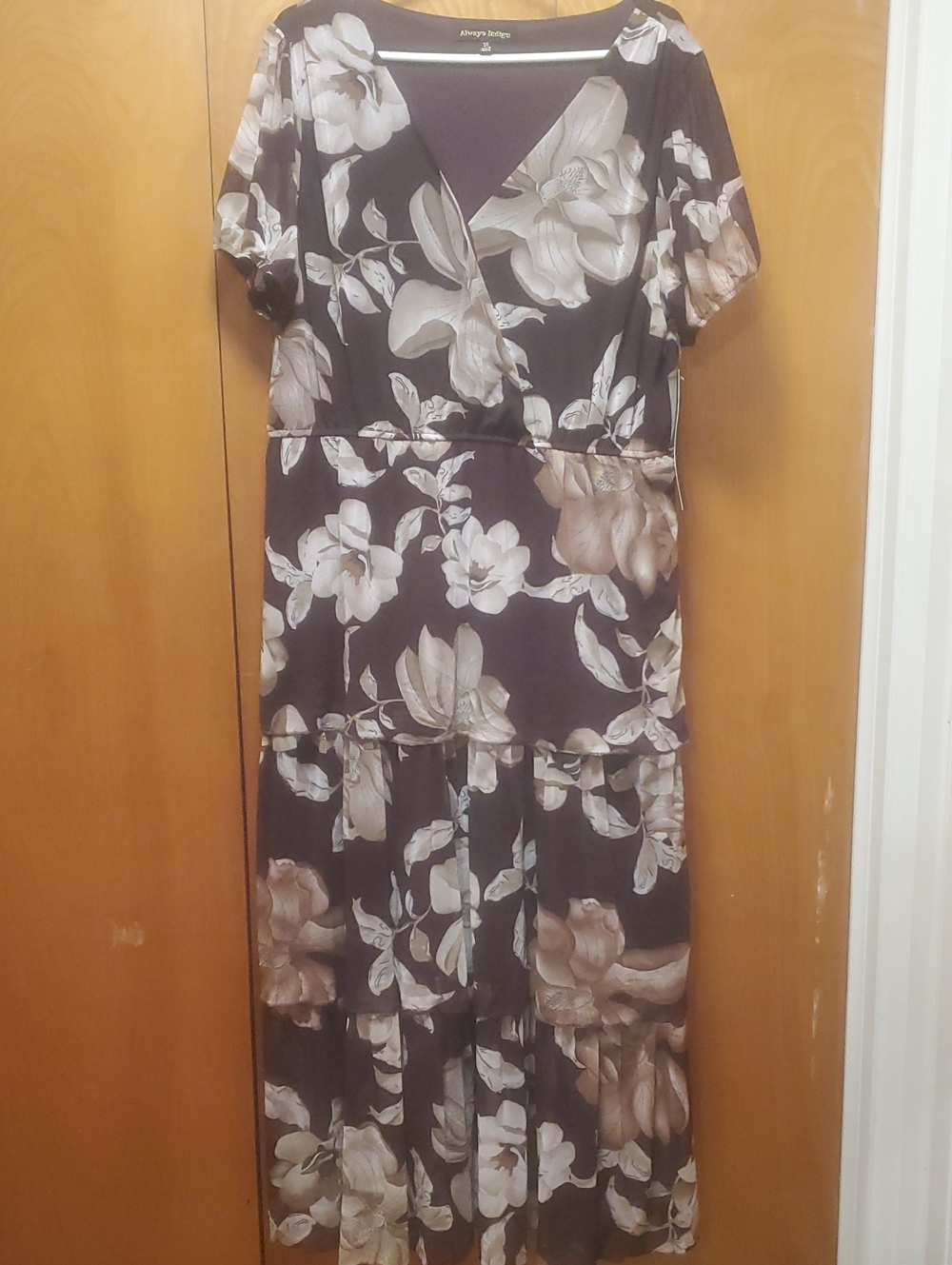 Always Indigo Floral Tiered Maxi Dress Size 2X NWT